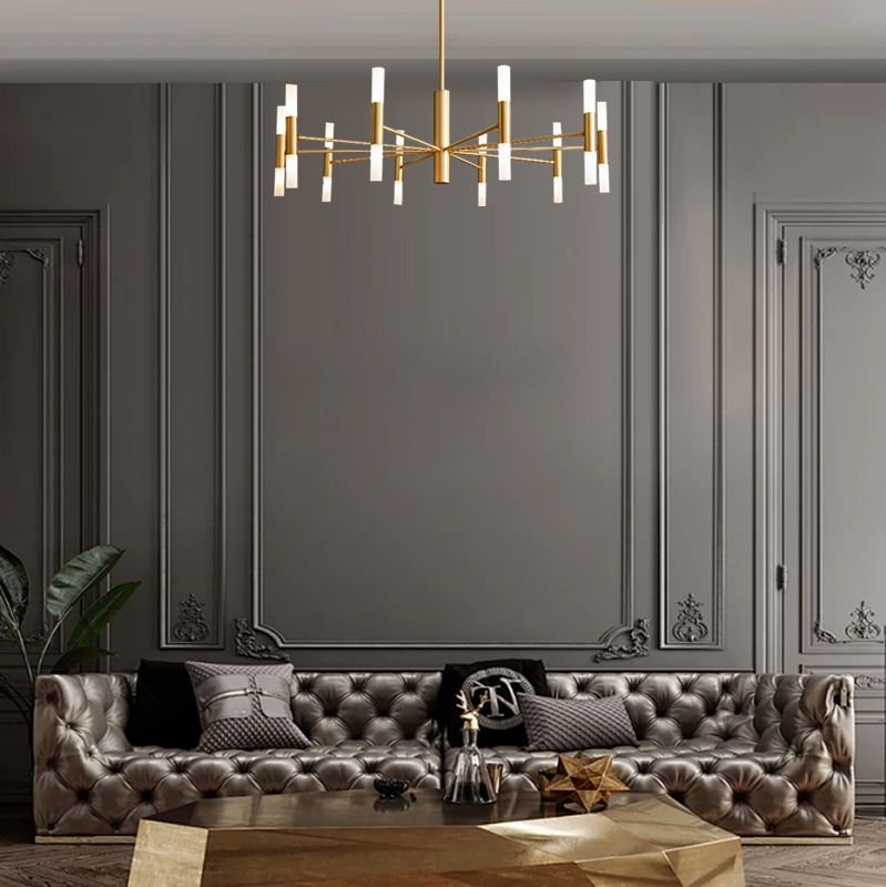 Royal Crystal Chandelier - Gold Metal Frame for Living Room