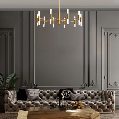 Royal Crystal Chandelier - Gold Metal Frame for Living Room