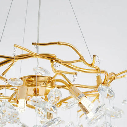 Modern Luxury Chandelier - Crystal Cluster & Gold Metal