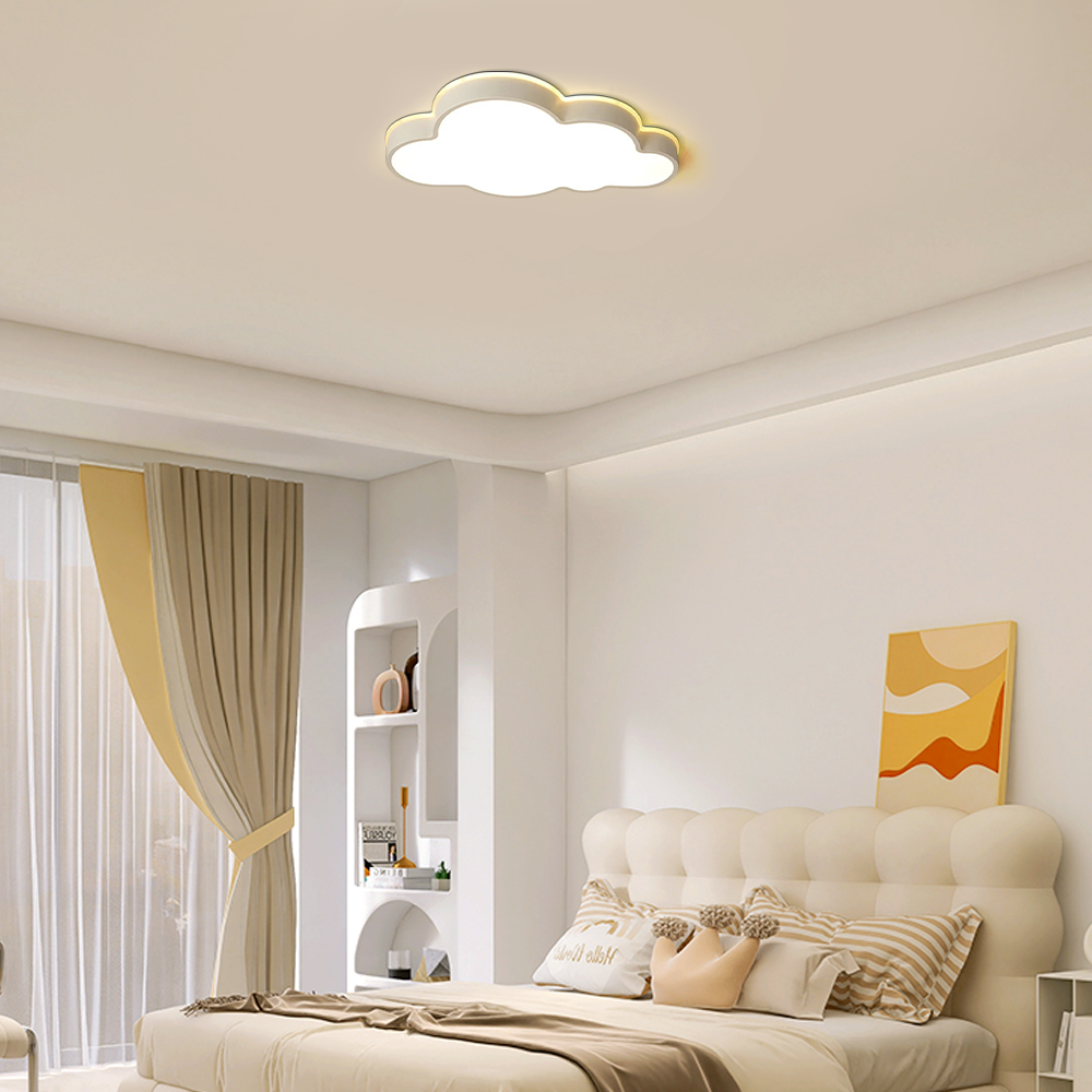 Modern White Flush Mount Ceiling Light - Bedroom