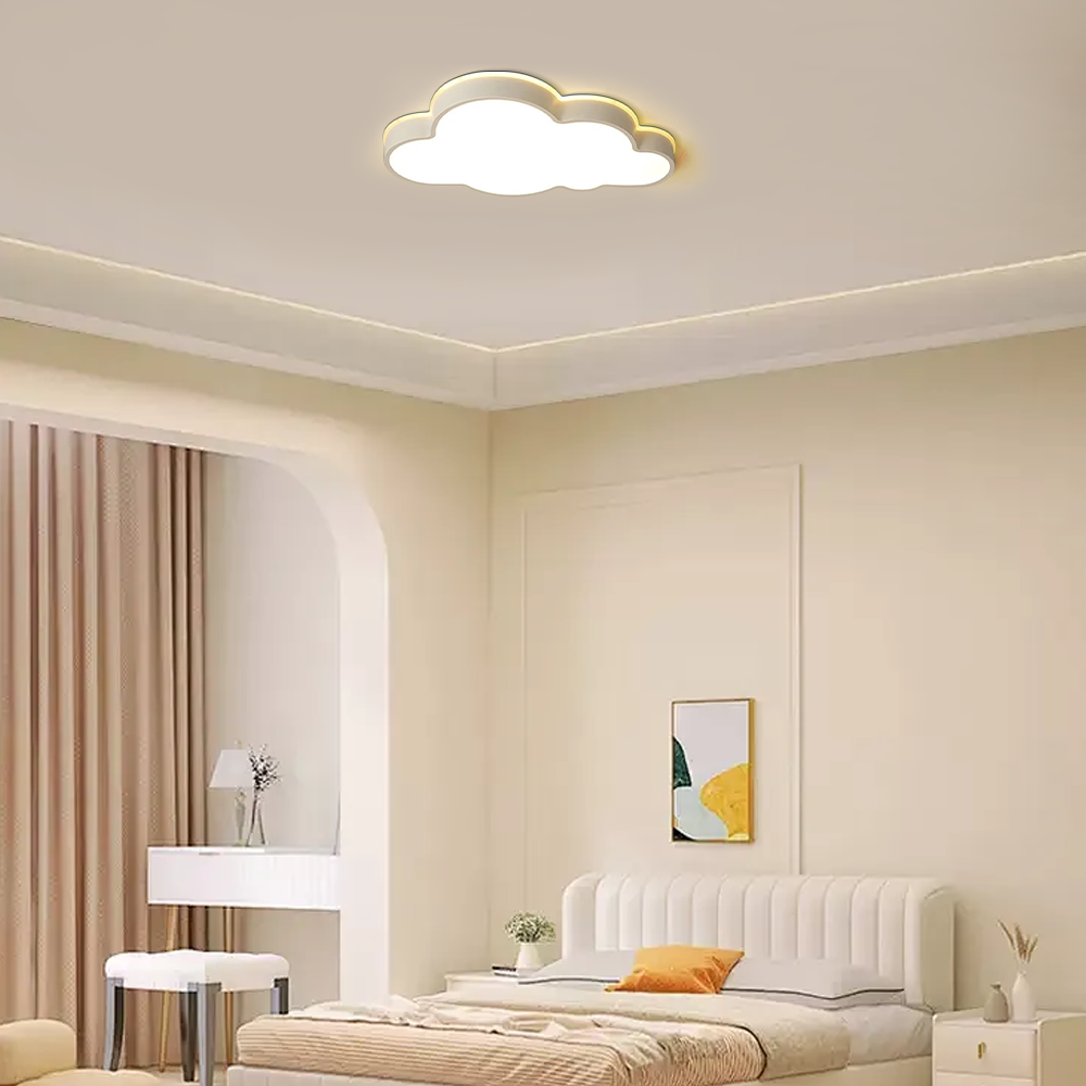 Modern White Flush Mount Ceiling Light - Bedroom