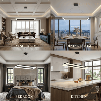 Arcato Modern Rectangular Pendant Light - Black Metal/Acrylic for Dining Room