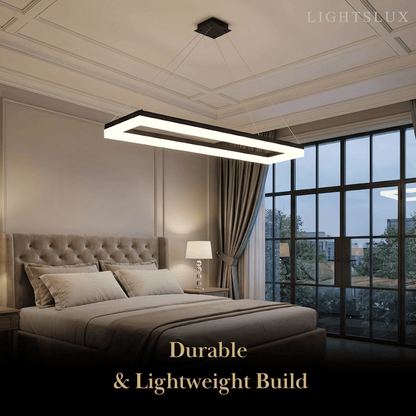 Arcato Modern Rectangular Pendant Light - Black Metal/Acrylic for Dining Room