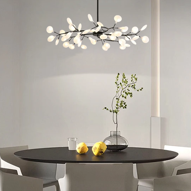 Modern Branch Firefly Black Chandelier Dining Room