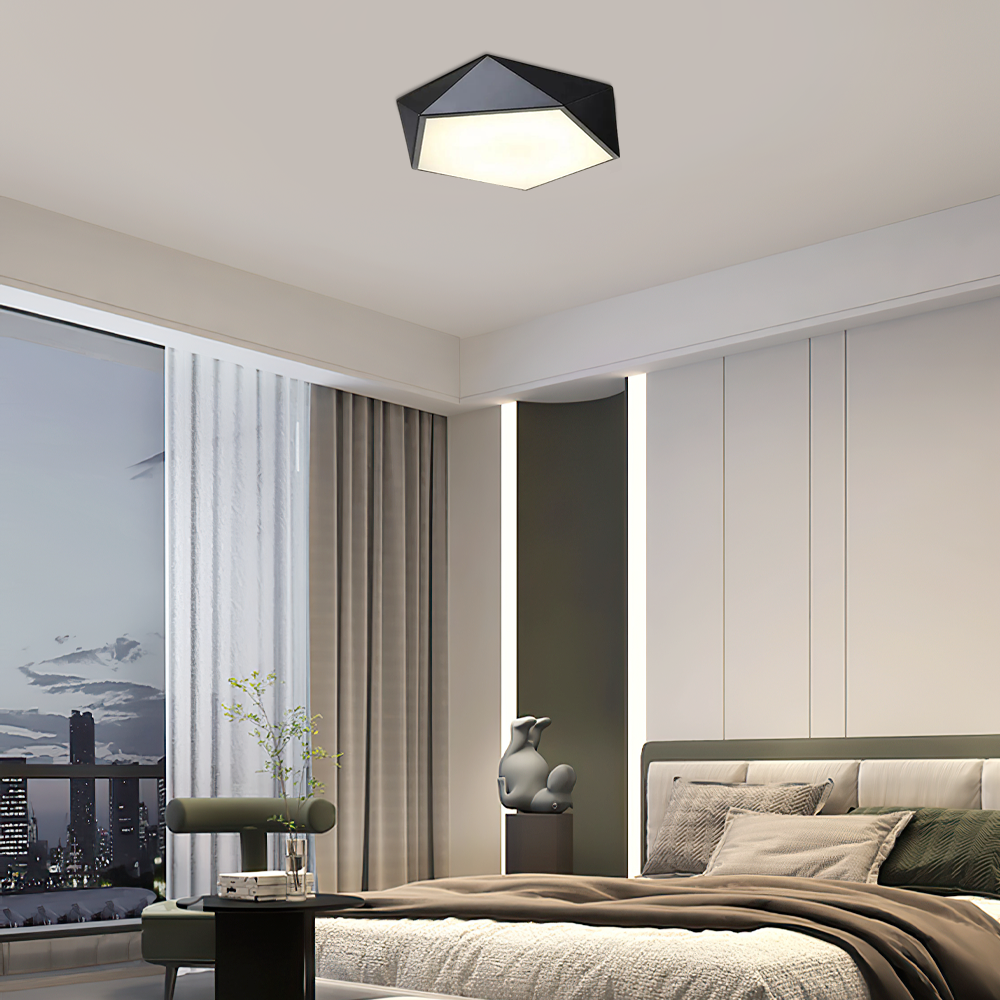 Classical Black Polygonal Ceiling Light – Metal Fixture