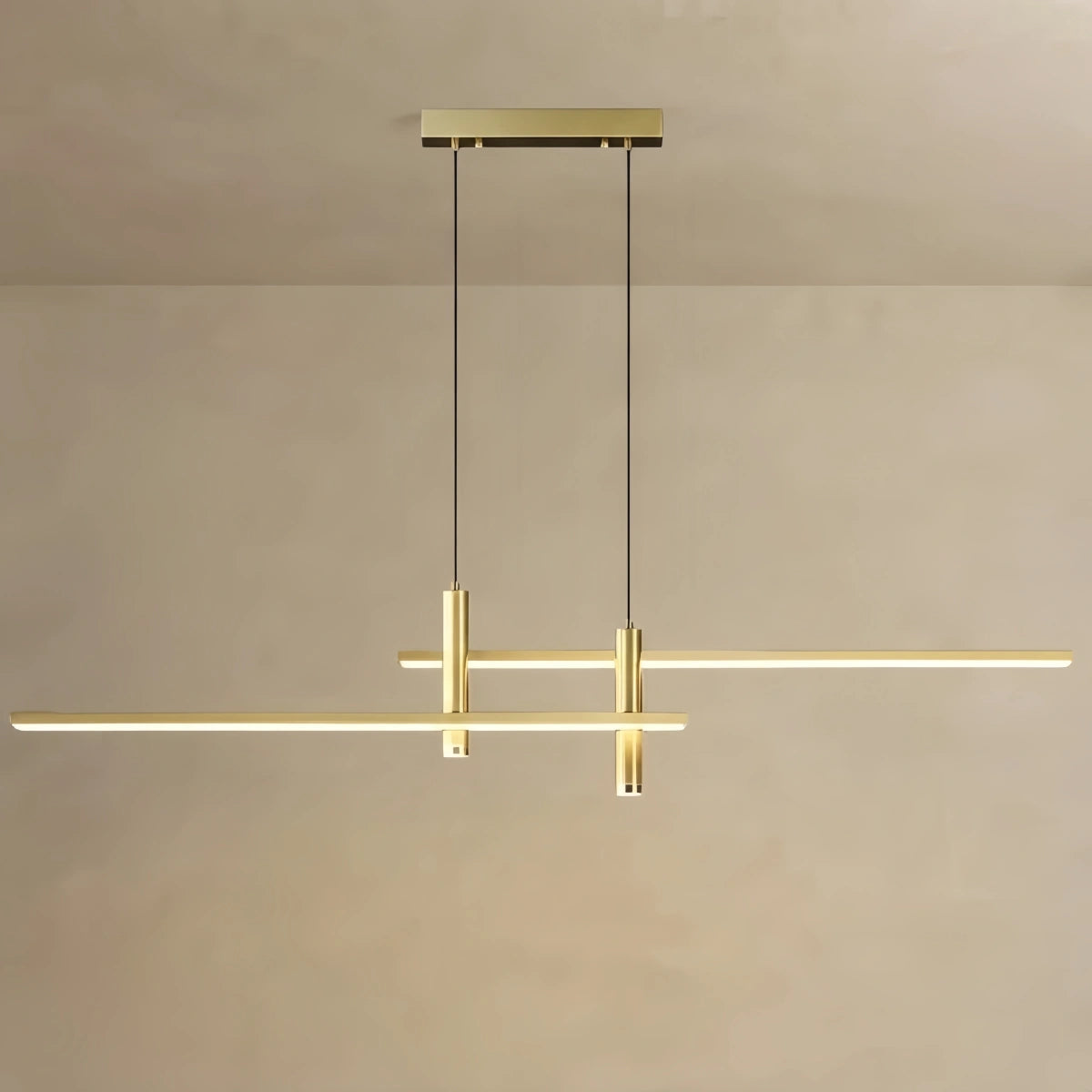 Arcato Modern Linear Pendant Light - Black/Gold Metal for Kitchen