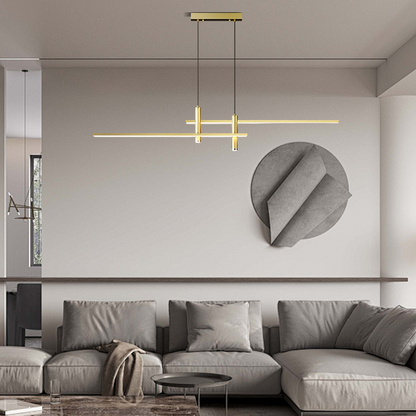 Modern Linear Pendant Light Gold for Living Room