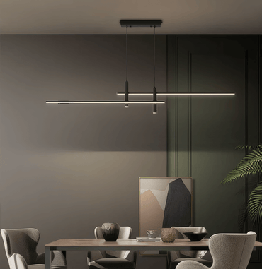Modern Linear Pendant Light Black for Dining Room