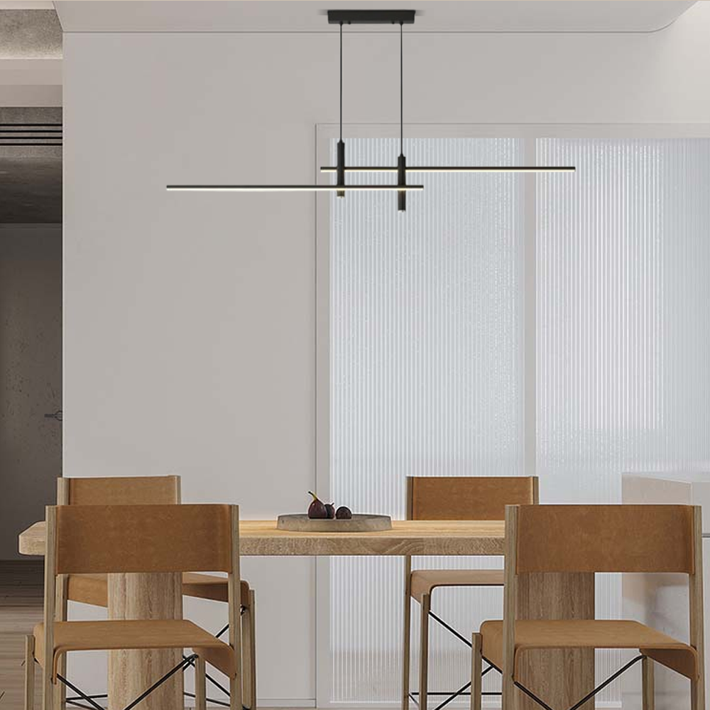 Modern Linear Pendant Light Black for Dining Room