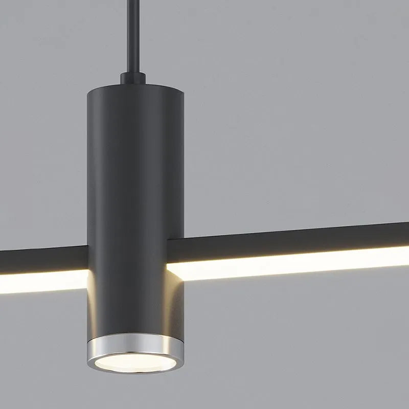 Modern Linear Pendant Light Black with lampshade