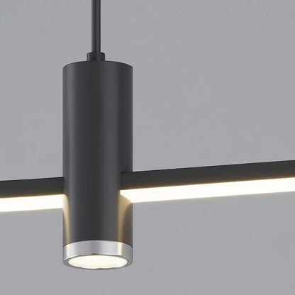 Modern Linear Pendant Light Black with lampshade