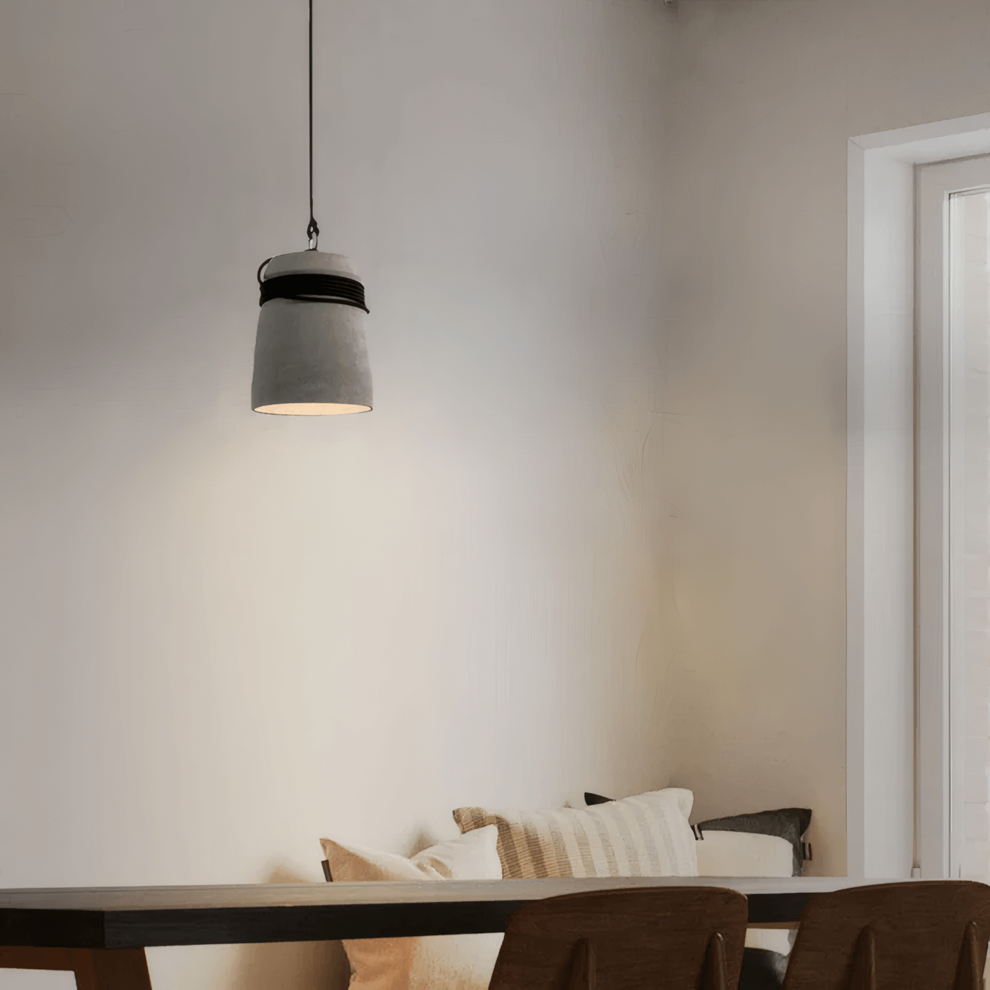 Industrial Black Cement Pendant Light  Dining Room