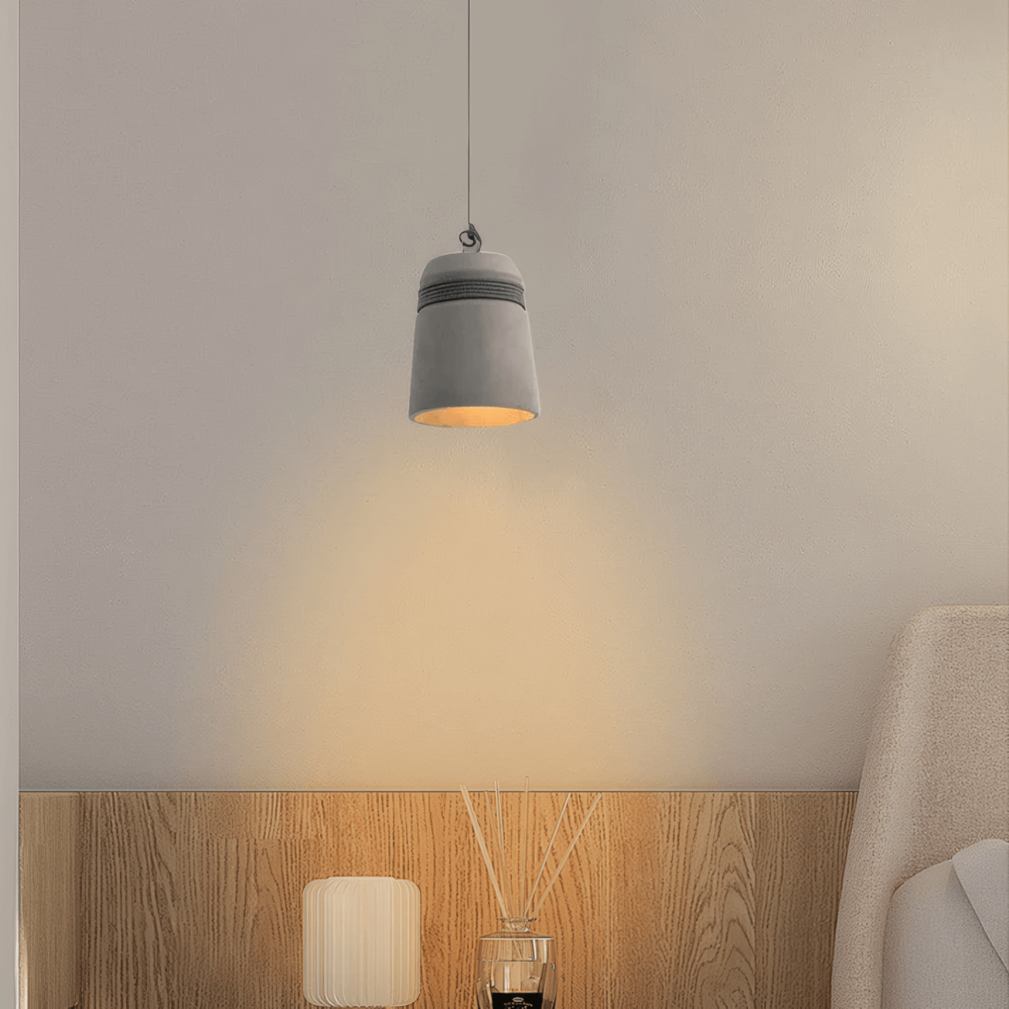 Industrial Gray Cement Pendant Light  Bedroom