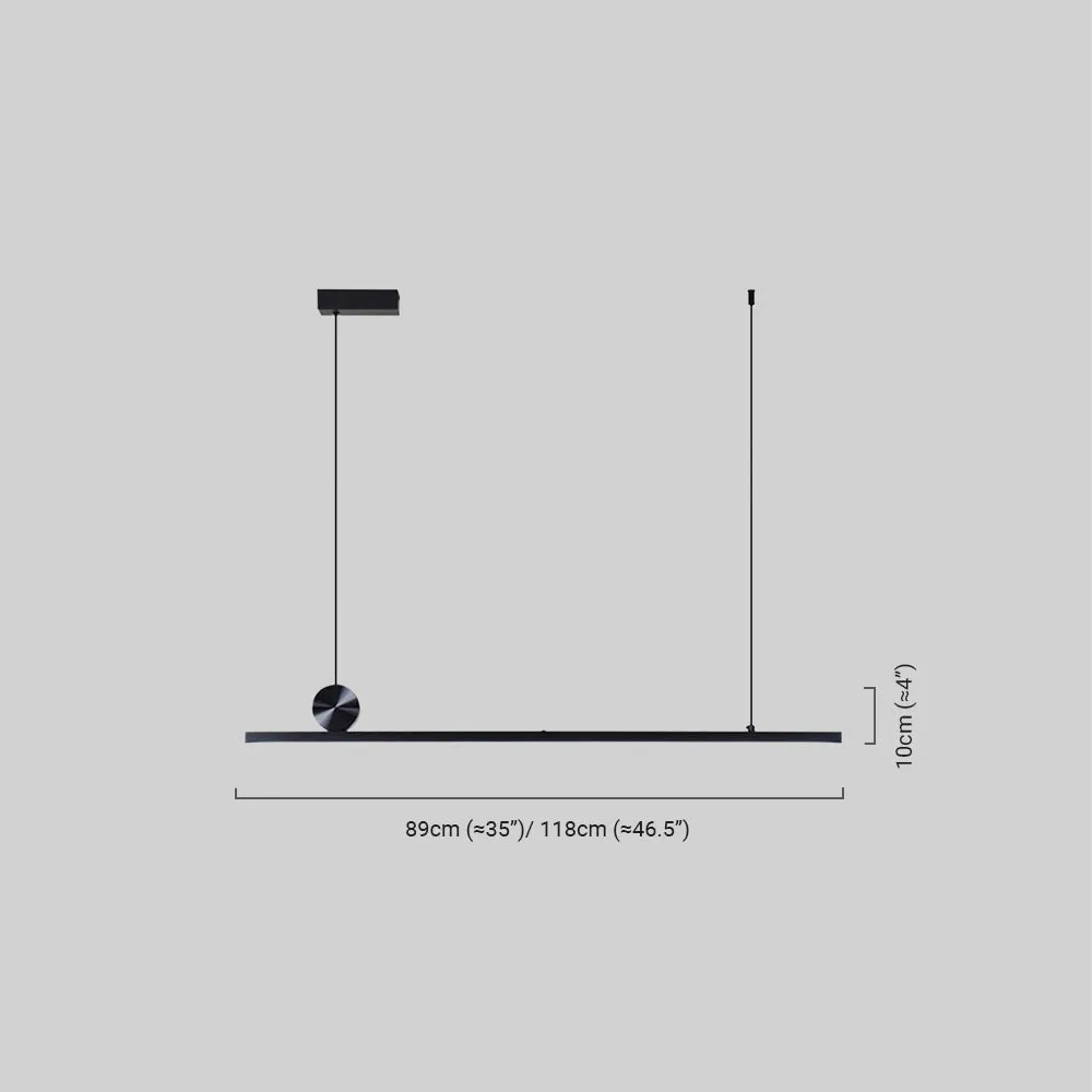 Modern Black Pendant Light - Asymmetrical Metal Linear Dimensions
