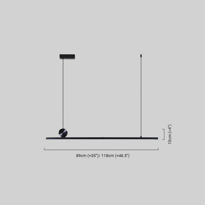 Modern Black Pendant Light - Asymmetrical Metal Linear Dimensions