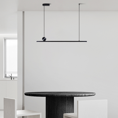 Modern Black Pendant Light - Asymmetrical Metal Linear Dining Room