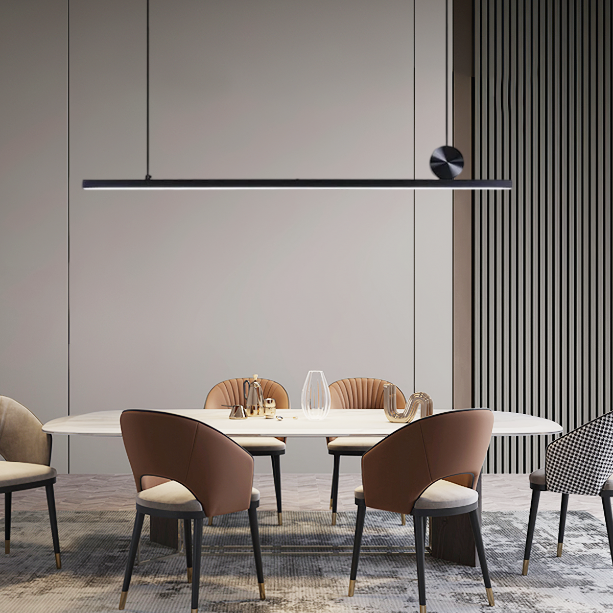  Dimmable Pendant Light - Metal Linear for Living Room