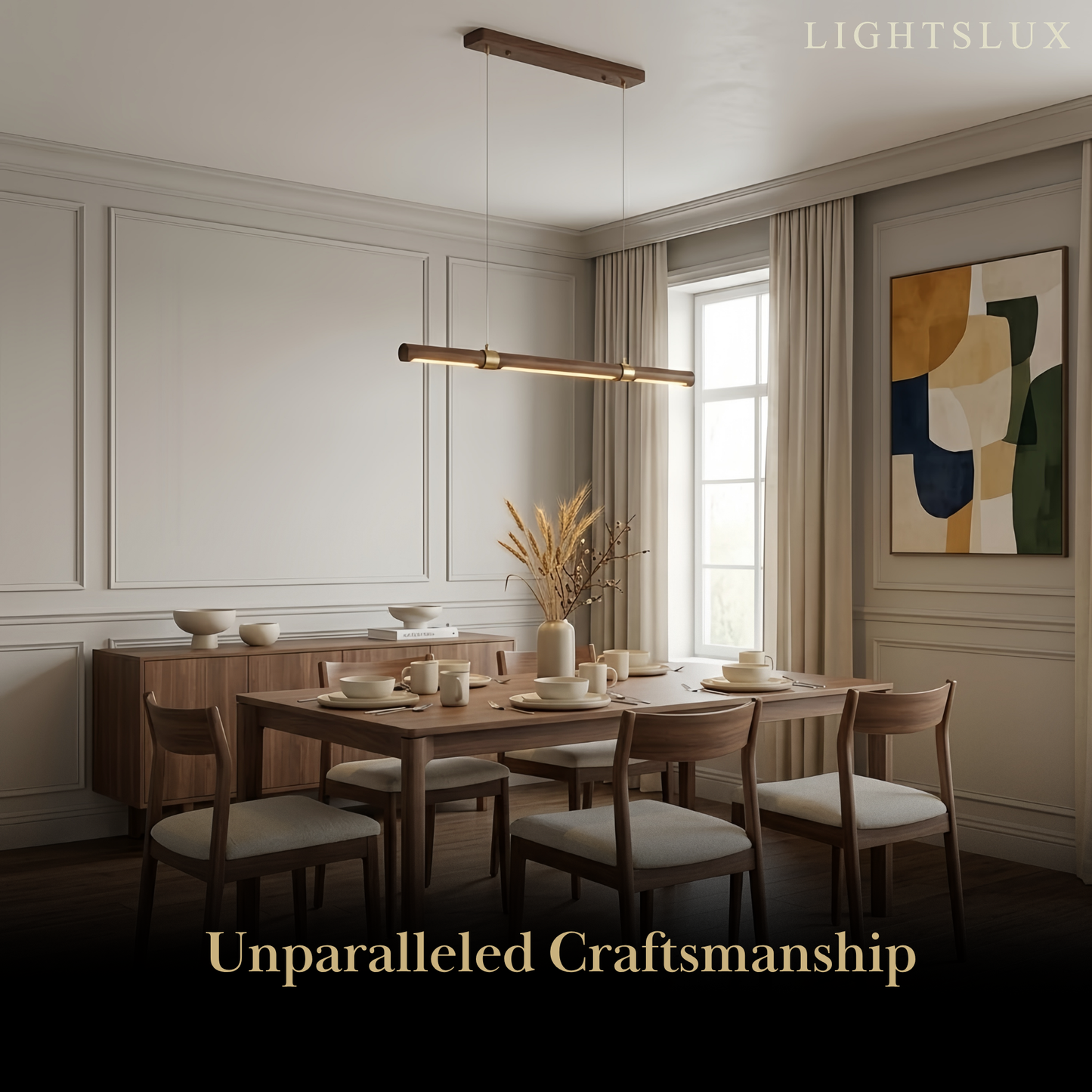 Arcato Modern Walnut Linear Pendant Light