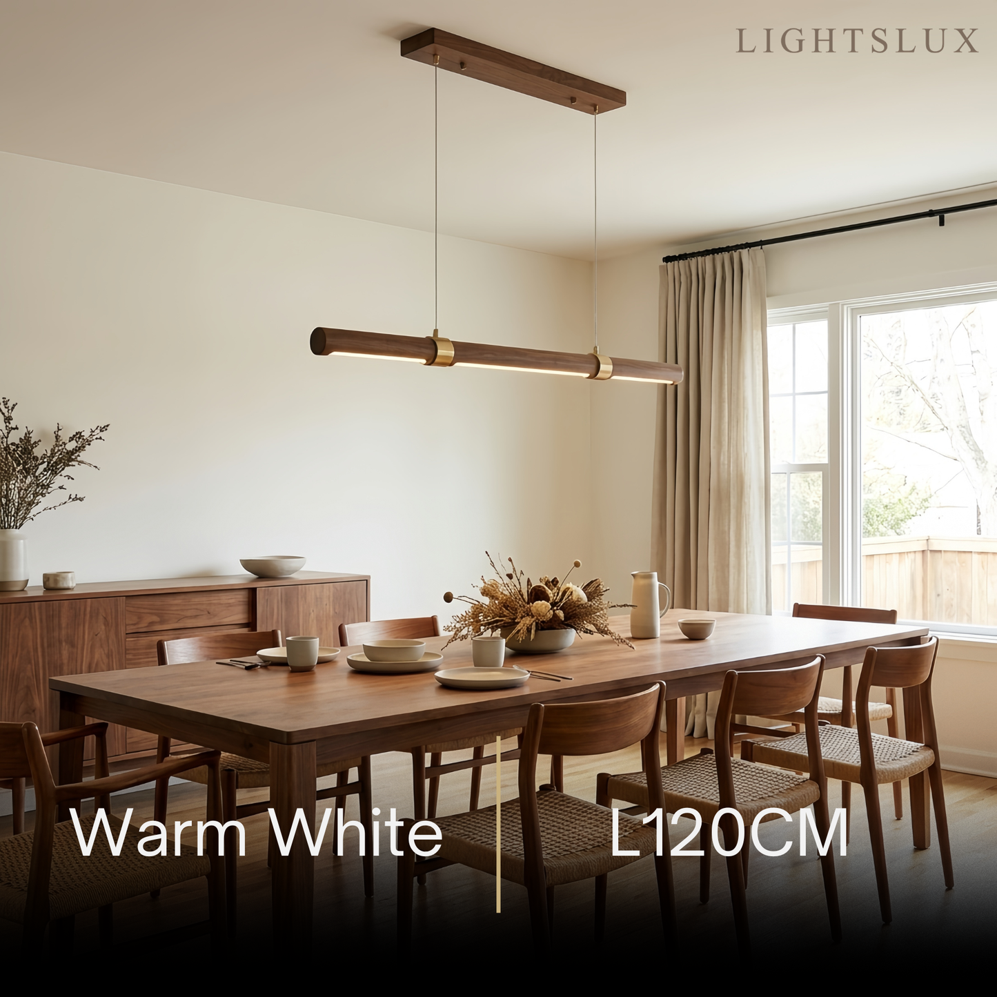 Arcato Modern Walnut Linear Pendant Light