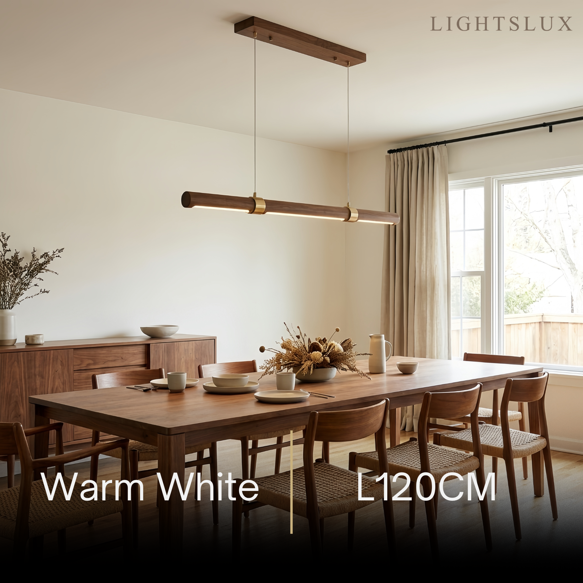 Arcato Modern Walnut Linear Pendant Light