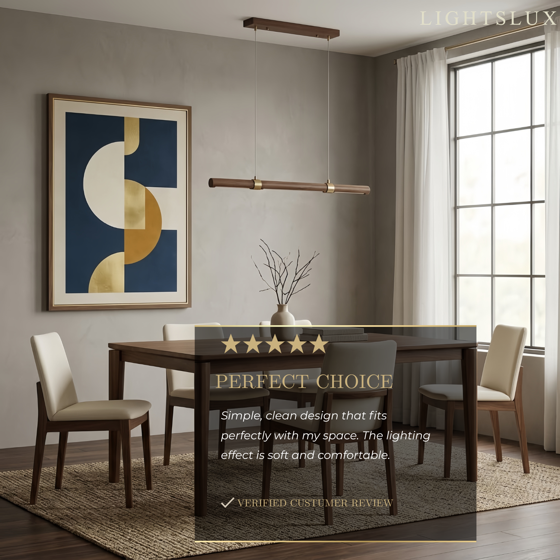 Arcato Modern Walnut Linear Pendant Light