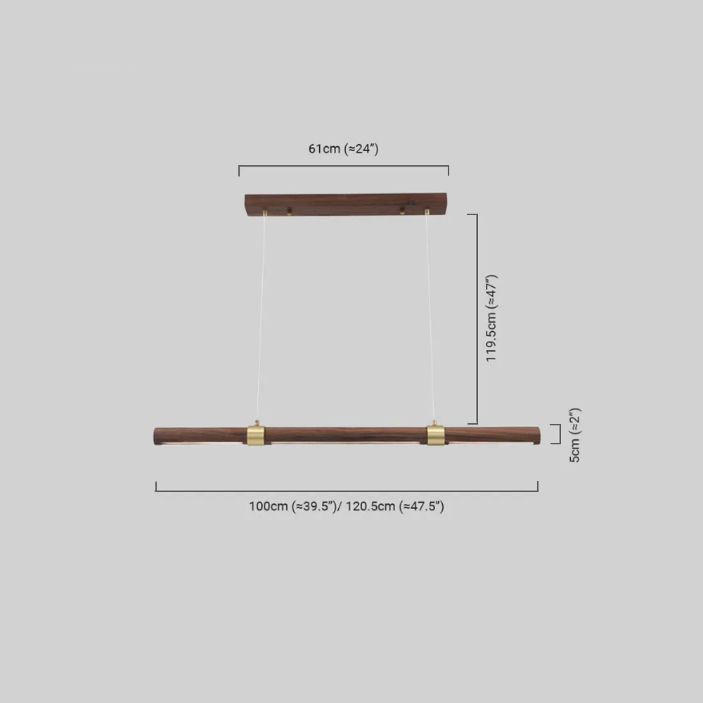 Arcato Modern Walnut Linear Pendant Light