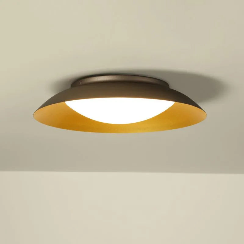 Flush Mount Ceiling Light – Round Metal & Brass