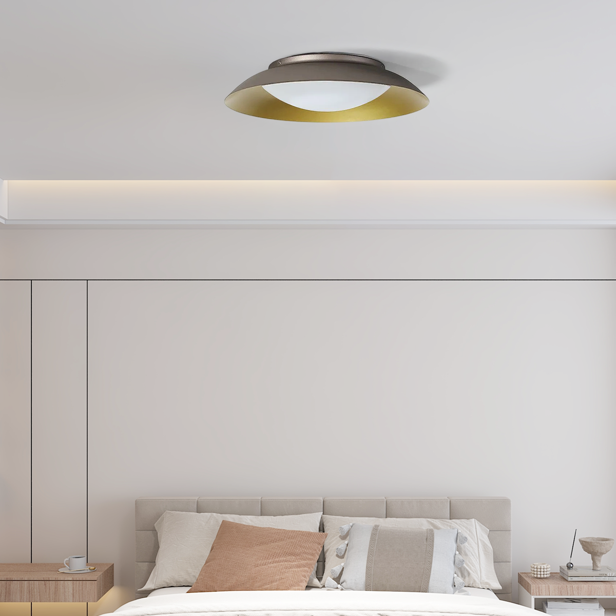 Ceiling Light – Round Metal & Brass for Bedroom