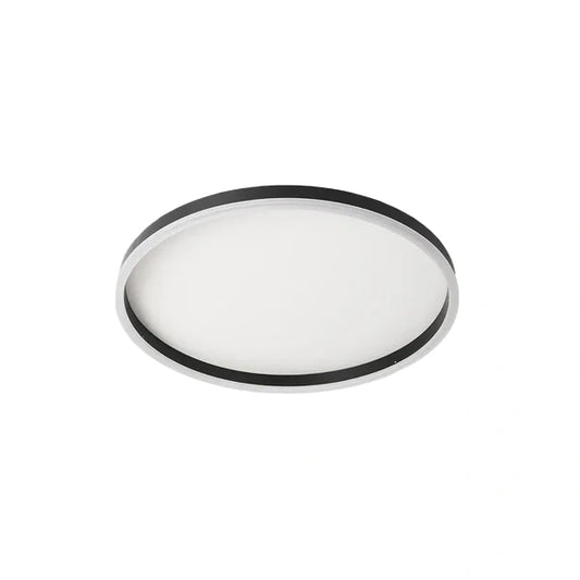 Embrace Modern Ring Flush Mount Ceiling Light – Black Dimmable Metal Lamp Bedroom