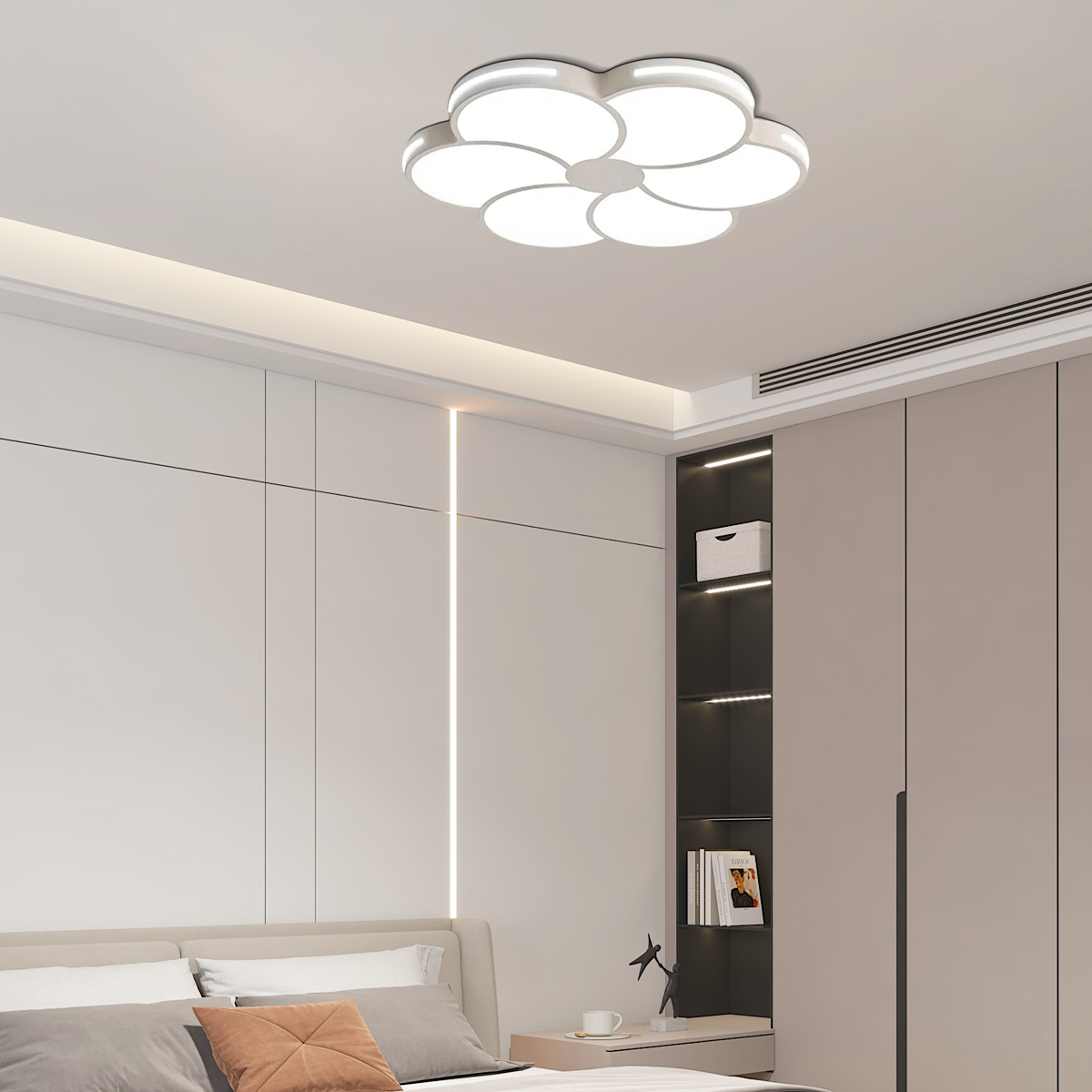 Ceiling Light — White Metal & Acrylic Floral Design