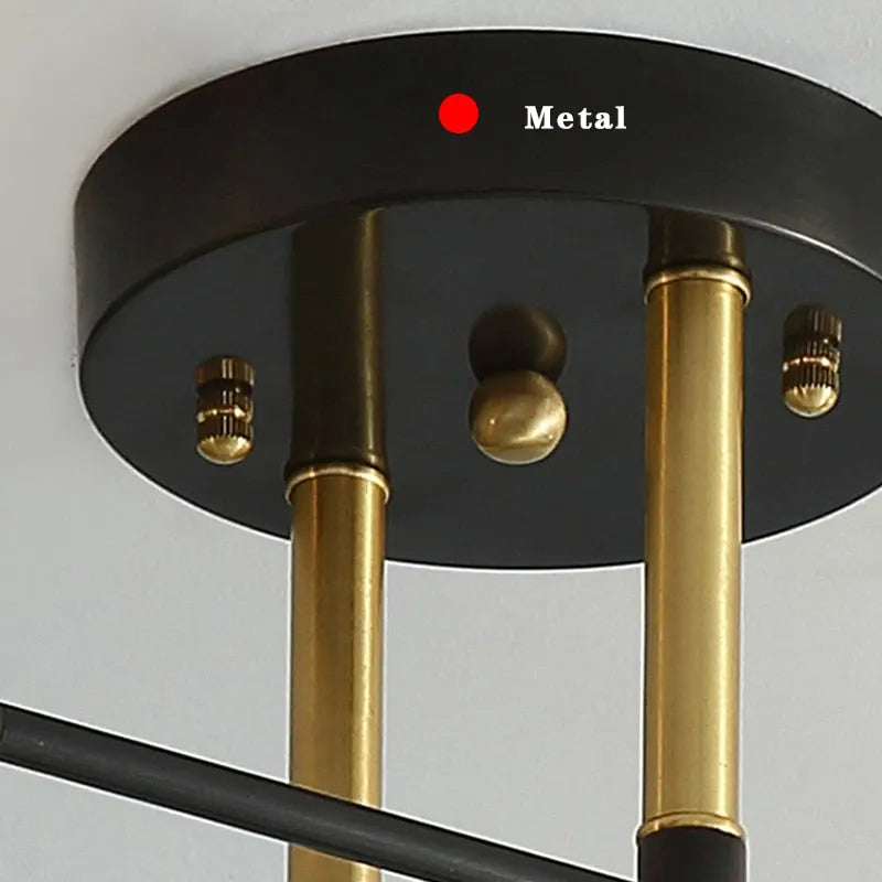  Modern Globe Ceiling Light — Black & Gold Metal/Glass Living Room