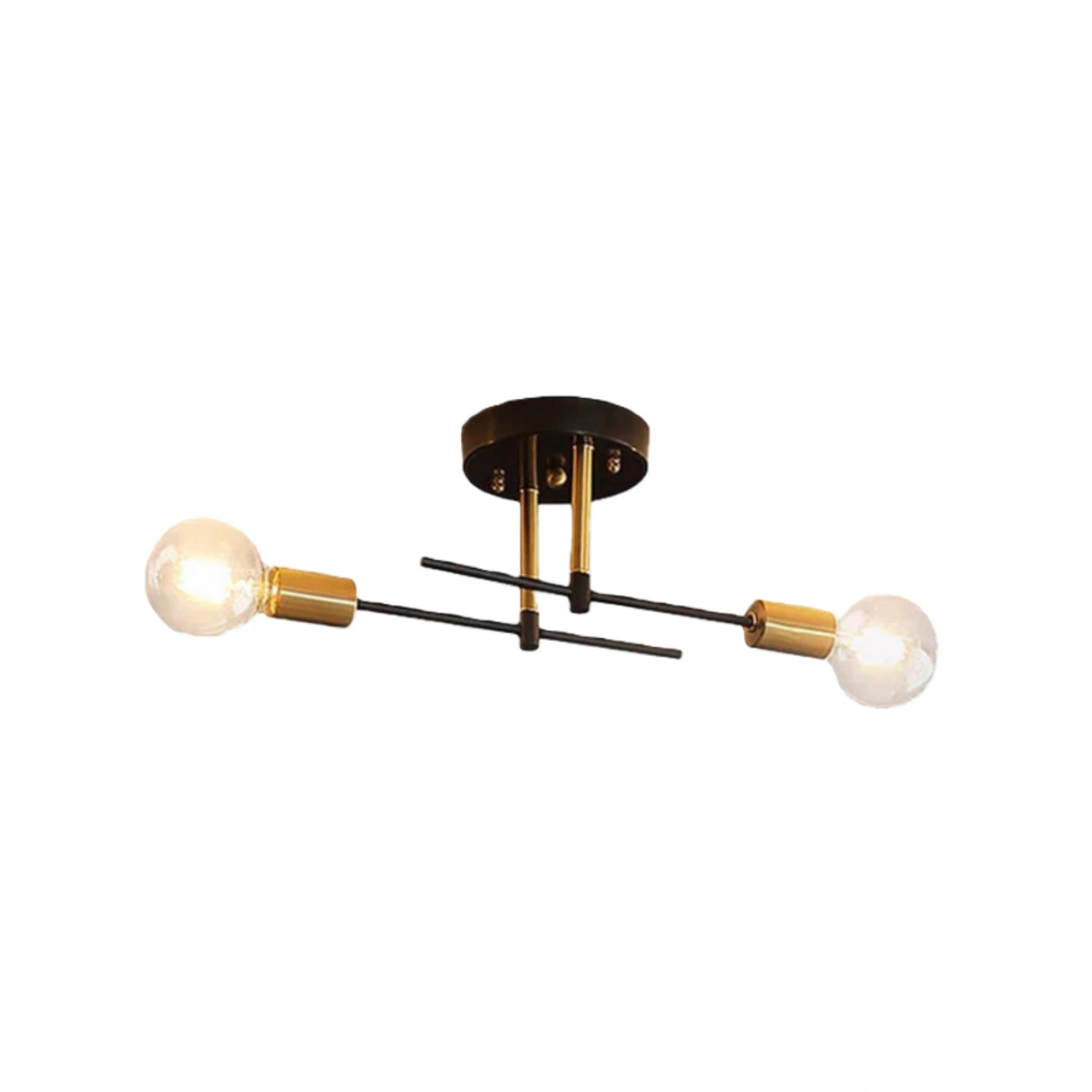 Ceiling Light — Black & Gold Metal/Glass Flush Mount for Dining Room