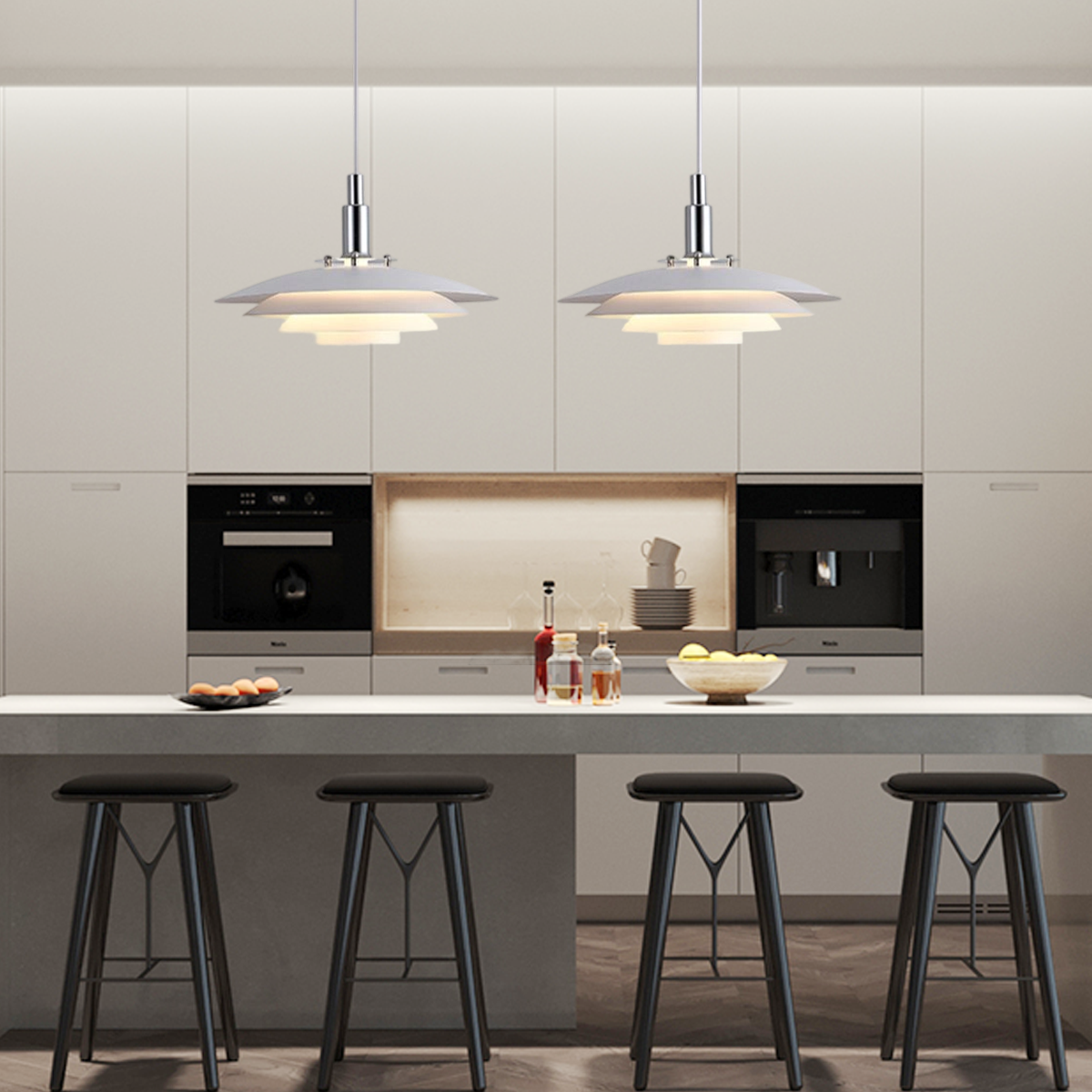  Modern Metal Pendant Light White for Dining Room