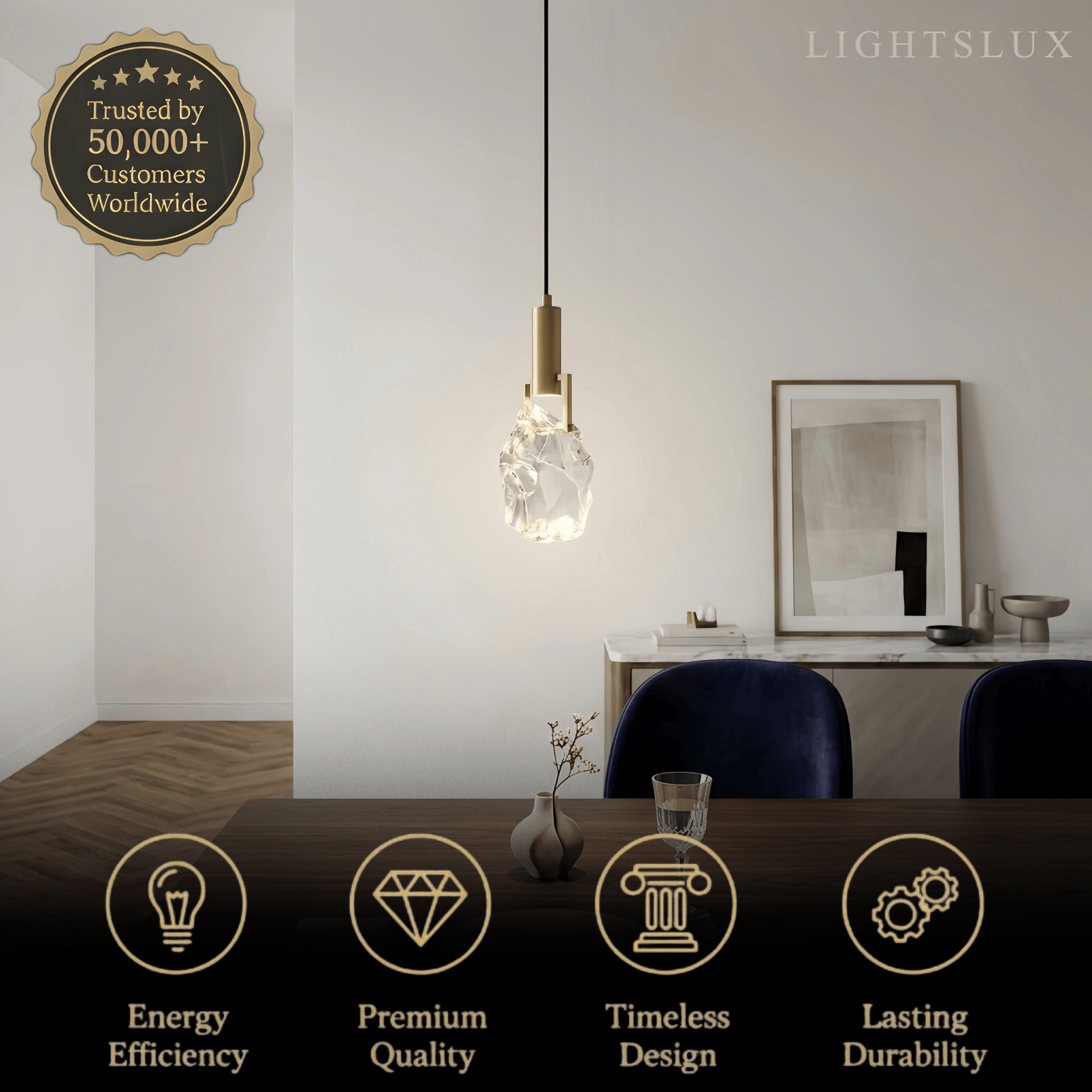 Excelis Modern Brass Pendant Light 