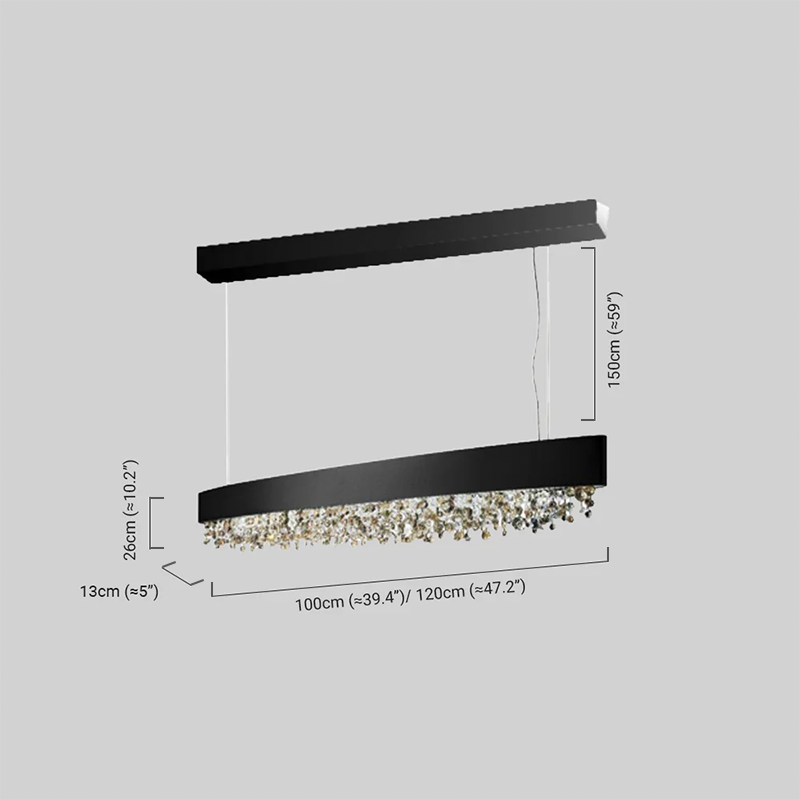 Excelis Royal Crystal Pendant Light dimensions