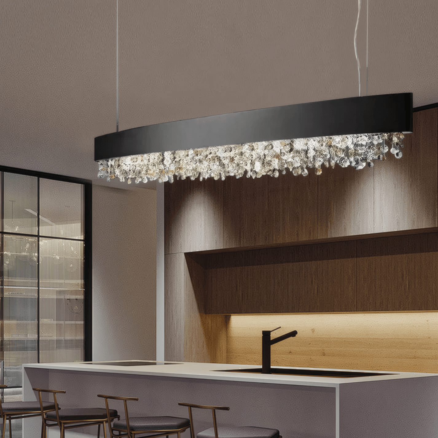 Excelis Royal Crystal Black Pendant Light