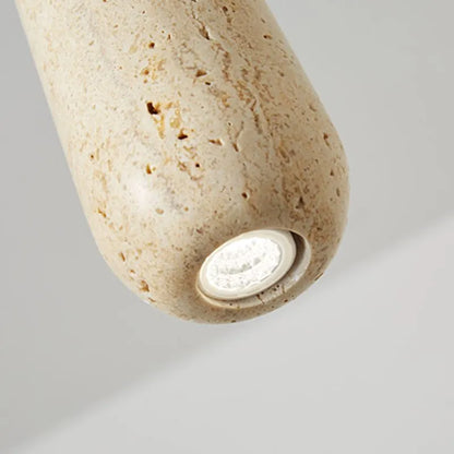 Pendant Light — Natural Wood & Stone Cylinder for Dining Room