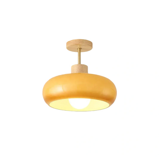 Crema Modern Glass LED Ceiling Light – Orange/White Wood Bedroom/Hallway