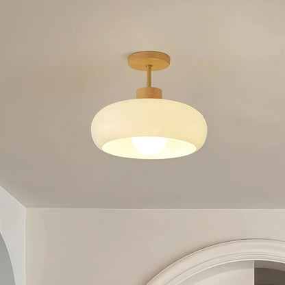 Crema Modern Glass LED Ceiling Light – Orange/White Wood Bedroom/Hallway