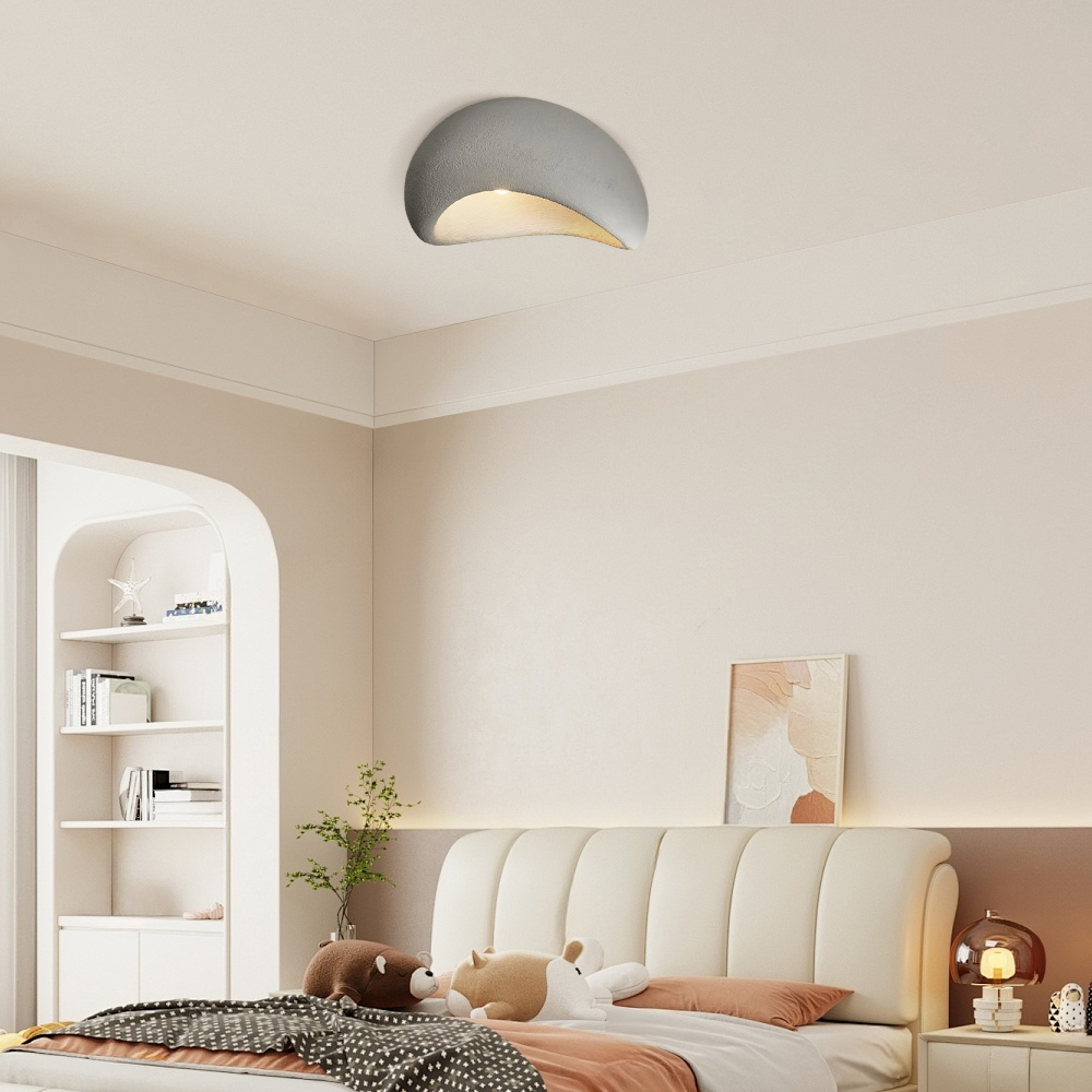  Ceiling Light — White/Gray Resin Bread for Bedroom