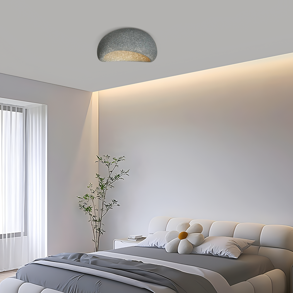  Ceiling Light — White/Gray Resin Bread for Bedroom