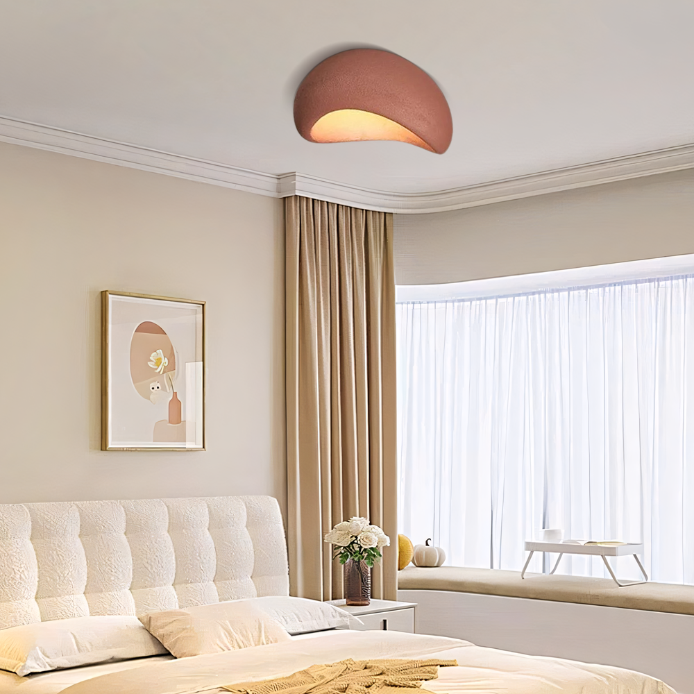  Ceiling Light — White/Gray Resin Bread for Bedroom