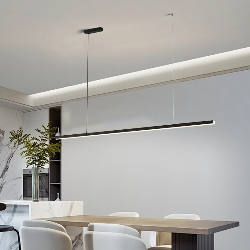 Modern Black Pendant Light Linear for Dining Room 