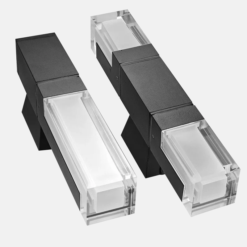 Modern Black Rectangle Outdoor Single-Head and Double-Head Wall Light 