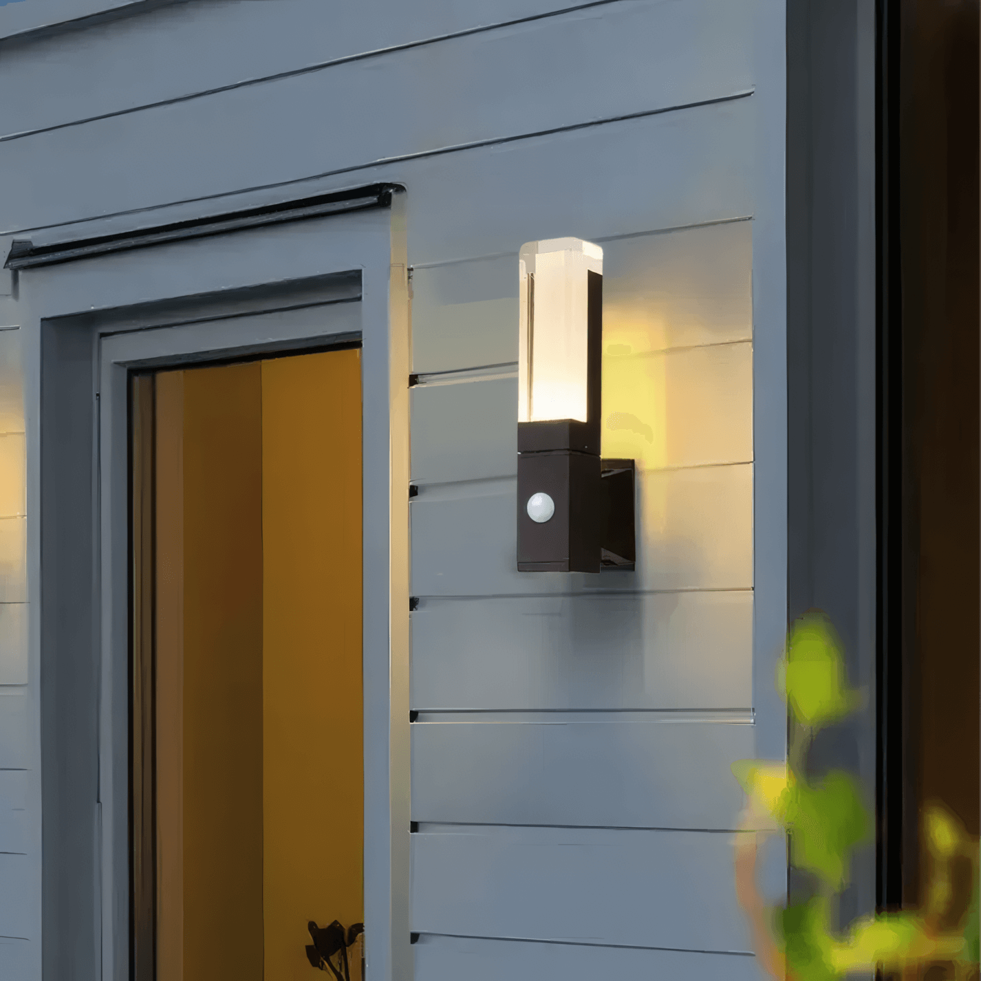 Modern Black Rectangle Sensor Outdoor Single-Head Wall Light for garden
