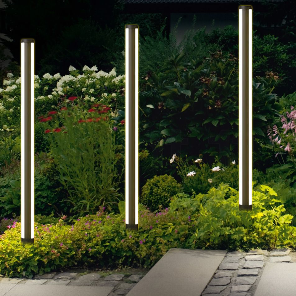  Industrial Outdoor Pathway Light - Black Metal Cylindrical Design for Courtyard