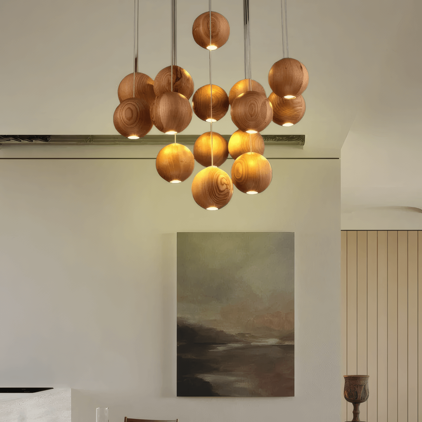 Simple wooden pendant light for Living room