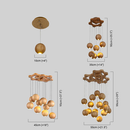 Simple wooden chandelier with 4 Styles