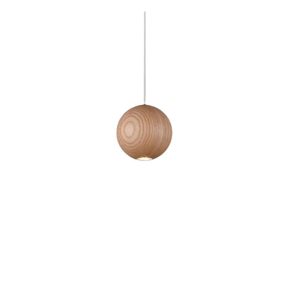 Lámpara colgante minimalista de madera Zenno - Globo marrón para sala de estar/comedor