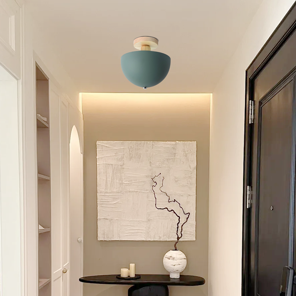 Modern Green Bowl Ceiling Light for Hallway